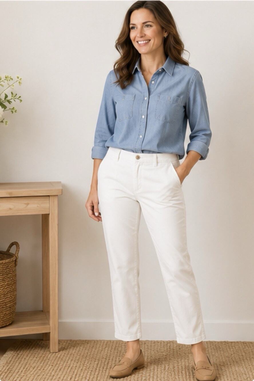 Talbots Weekend Chino Pants Women’s Size 14 White Straight Leg Casual